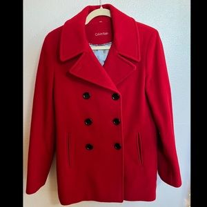 Calvin Klein Red Peacoat- Perfect condition never worn- sold out online